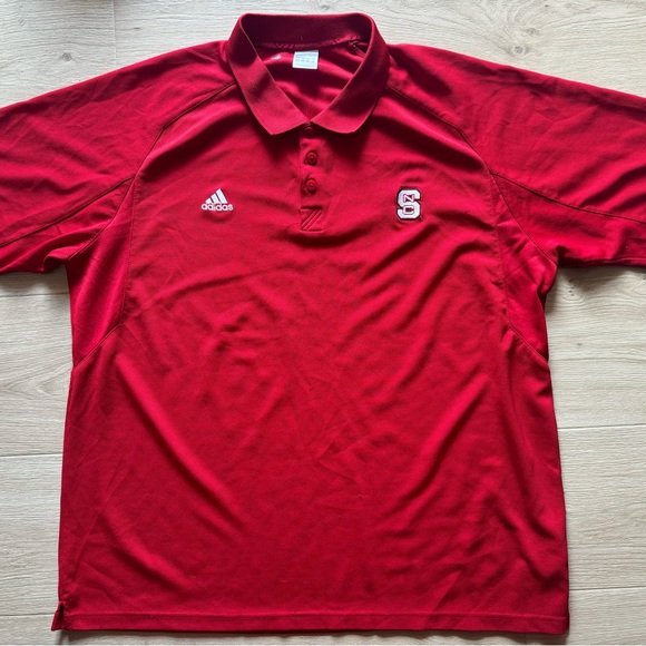Adidas NC State Wolfpack Shirt Mens 2XL Red Collard Shirt - Picture 2 of 6